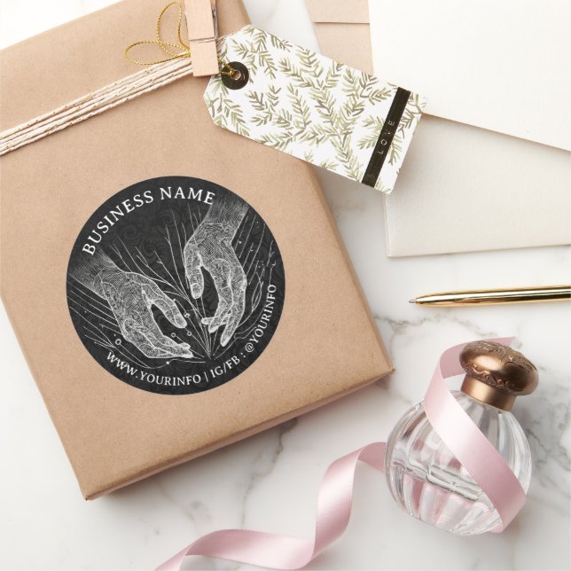 Sticker Rond Massage Thérapie Healing Mains Spa d'énergie Merci (Cadeaux)