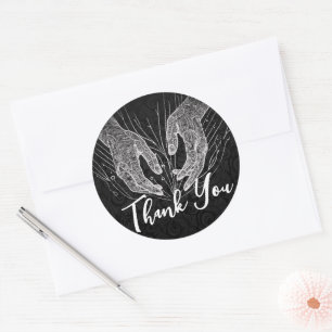 Sticker Rond Massage Thérapie Healing Mains Spa d'énergie Merci