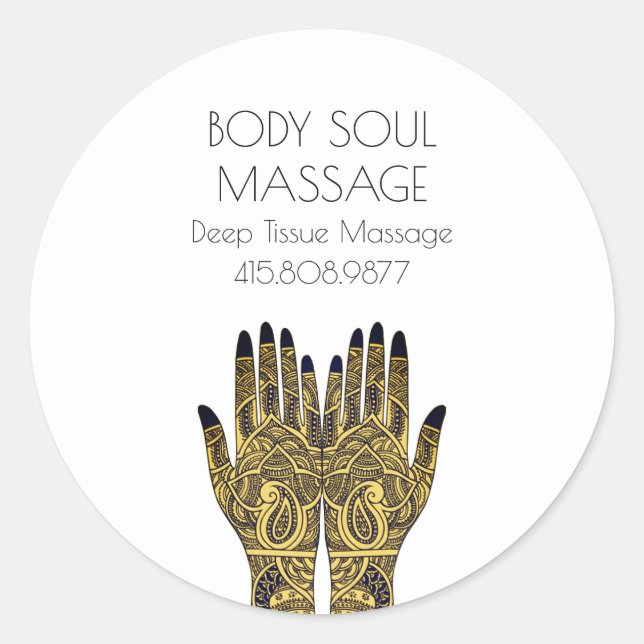 Sticker Rond Massage Thérapie mains promo (Devant)