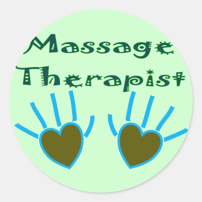 Sticker Rond Massage Thérapiste Mains de coeur Cadeaux (Devant)