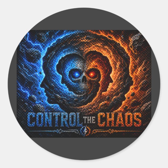 Sticker Rond Master the Mayhem Control the Spiral T-Shirt – 3D  (Devant)