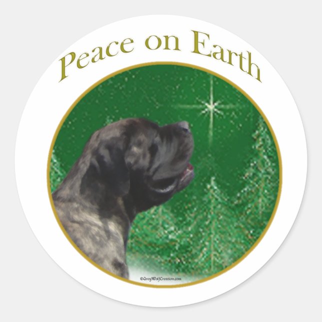 Sticker Rond Mastiff (brindle) Paix (Devant)