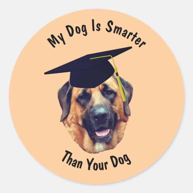 Sticker Rond Mastiff Mon chien plus intelligent que votre chien (Devant)