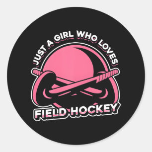 Sticker Rond Match De Hockey De Champ Juste Une Fille Qui Aime 