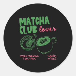 Sticker Rond Matcha Club régulier ou glacé Latte de thé vert ma