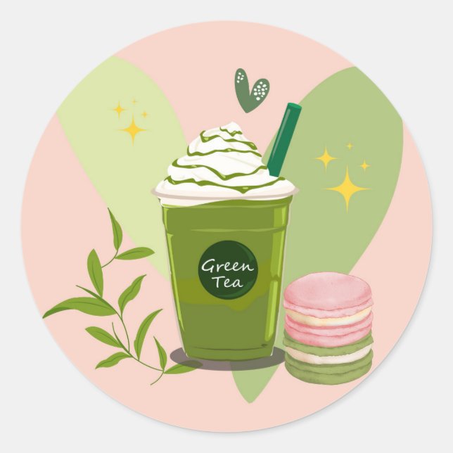 Sticker Rond Matcha et Macarons (Devant)