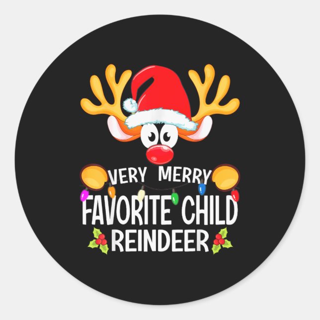 Sticker Rond Matching Christmas Very Merry Favorite Child Reind (Devant)