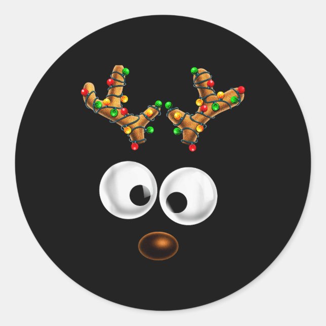 Sticker Rond Matching Family Christmas Reindeer Face Christmas  (Devant)