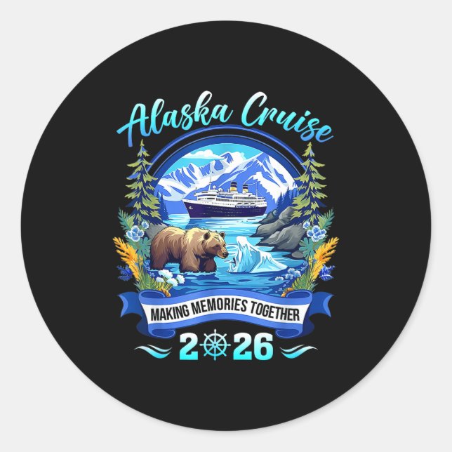 Sticker Rond Matching Family Friends And Group Alaskan Alaska C (Devant)