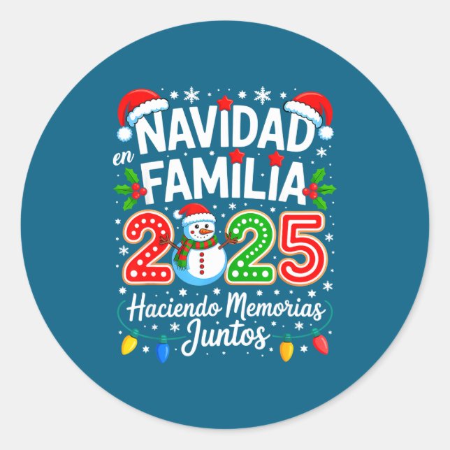 Sticker Rond Matching Family Pajamas Navidad En Familia Christm (Devant)