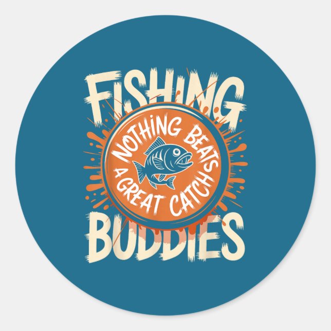 Sticker Rond Matching Fishing Buddies Team Fisherman Friends Ch (Devant)