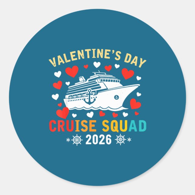 Sticker Rond Matching Valentines Cruise Squad 2026 Cruise Ship  (Devant)