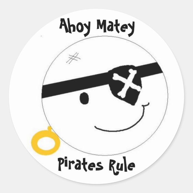 Sticker Rond Matelot Pirate Ahoy Règne (Devant)