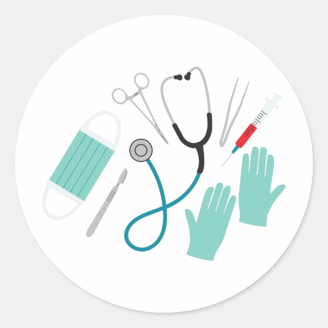 Sticker Rond Matériel de chirurgien (Devant)