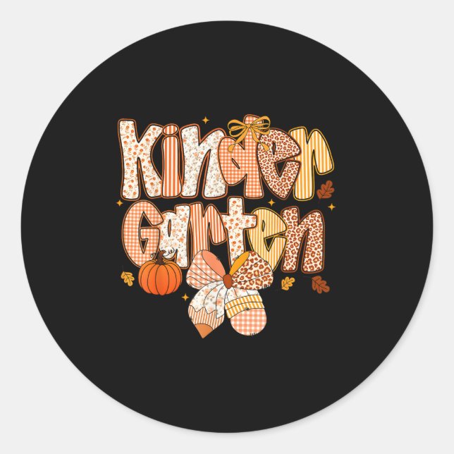 Sticker Rond maternelle Automne Floral Coquette Bow Enseignants (Devant)