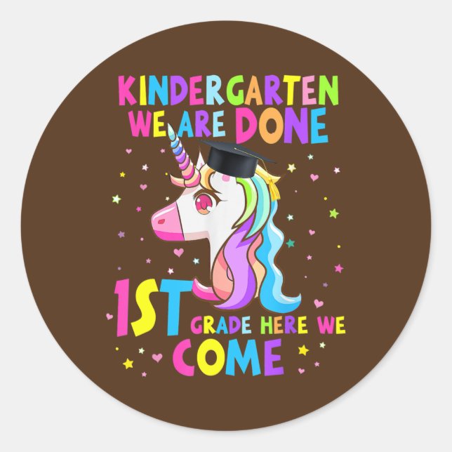 Sticker Rond Maternelle Graduation Magique Unicorn Garçons (Devant)