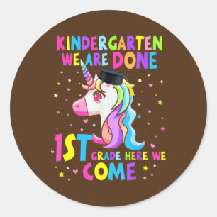 Sticker Rond Maternelle Graduation Magique Unicorn Garçons