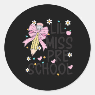 Sticker Rond Maternelle Little Miss Retour à l'école Filles Mat