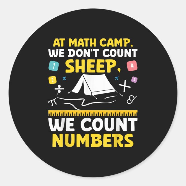 Sticker Rond Math Camp Math Camper Mathematician Camping Mathem (Devant)