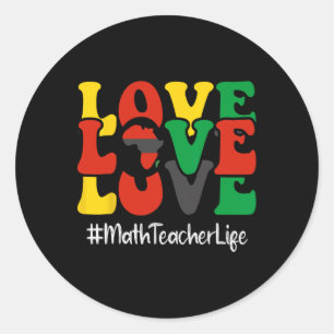 Sticker Rond Math Enseignant Aimer Africaine Américaine Femmes 