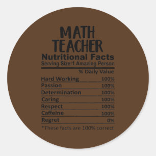 Sticker Rond Math Enseignant Nutrition Faits Drôle