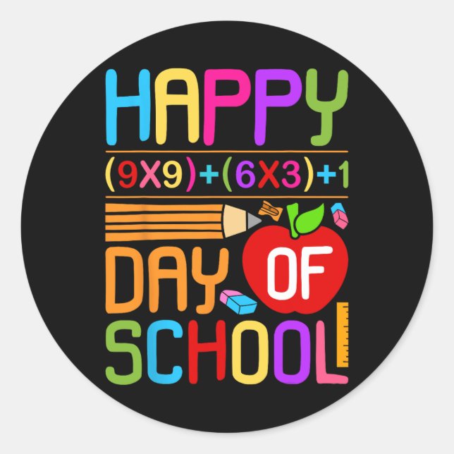 Sticker Rond Math Formula 100 Jours D'École Drôle Enseignant Ma (Devant)
