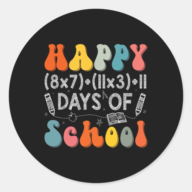 Sticker Rond Math Formula 100 Jours D'École Drôle Enseignant Ma (Devant)
