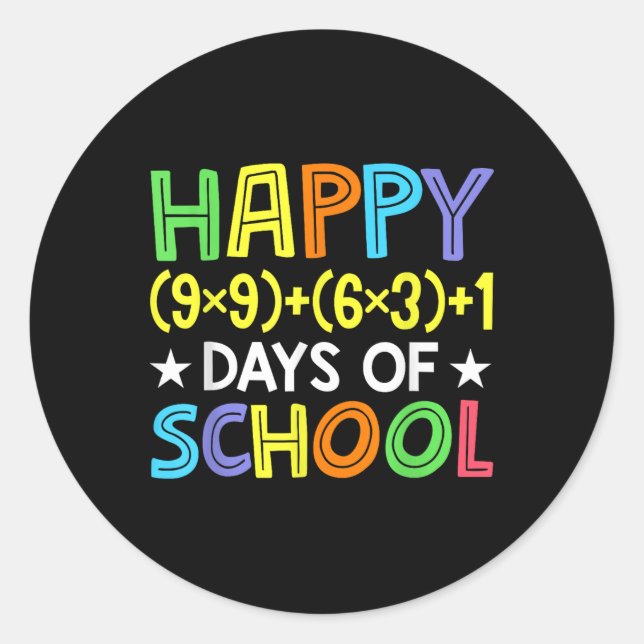 Sticker Rond Math Formula 100 Jours D'École Drôle Enseignant Ma (Devant)