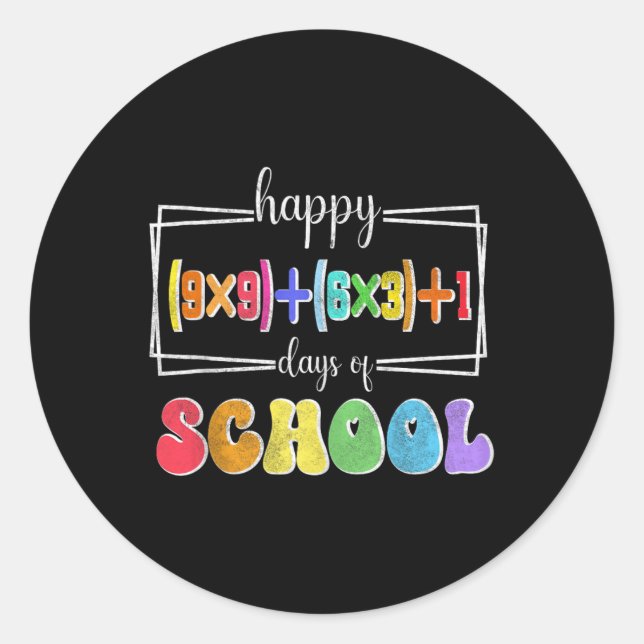 Sticker Rond Math Formula 100 Jours D'École Drôle Enseignant Ma (Devant)