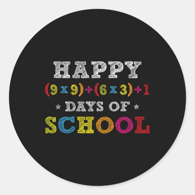 Sticker Rond Math Formula 100 Jours D'École Garçons Filles Thé (Devant)
