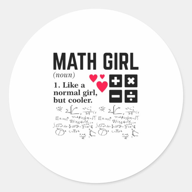 Sticker Rond Math Girl Comme une fille normale mais glacière (Devant)