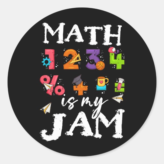 Sticker Rond Math Is My Jam Enseignant Appréciation Algebra Equ (Devant)
