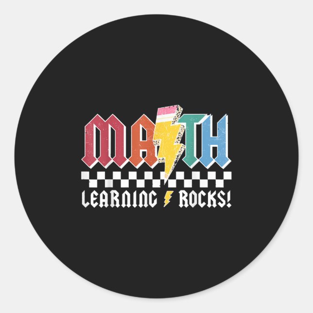 Sticker Rond Math Learning Rocks Abcd Teacher Rock &amp; Roll B (Devant)
