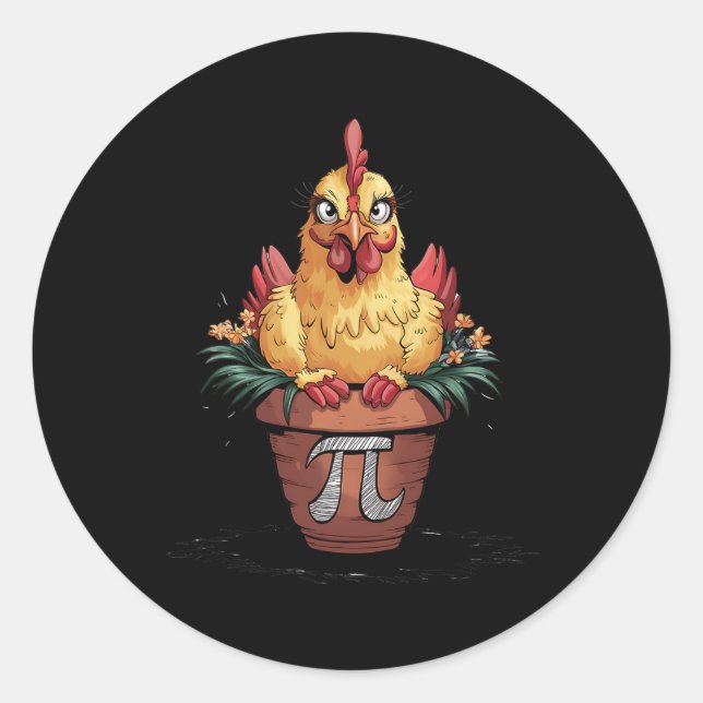 Sticker Rond Math Lover Geek 3.14 Drôle Pot de poulet Pi Jour (Devant)