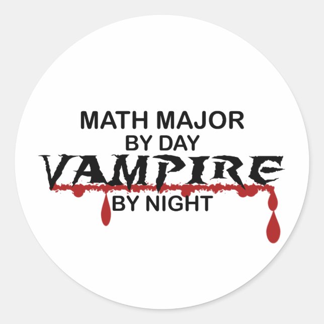 Sticker Rond Math Major Vampire par nuit (Devant)