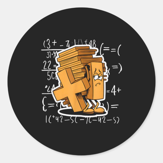 Sticker Rond Math Overload Funny Equation Cartoon  (Devant)