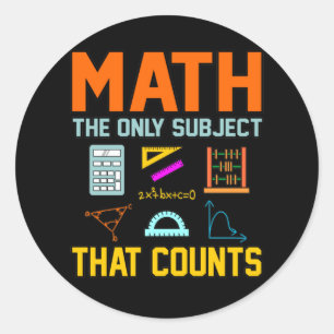 Sticker Rond Math Subject Counts Mathematic Maths Teacher