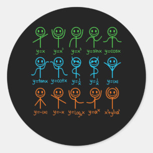 Sticker Rond Math Teacher Dance Equation mathématique