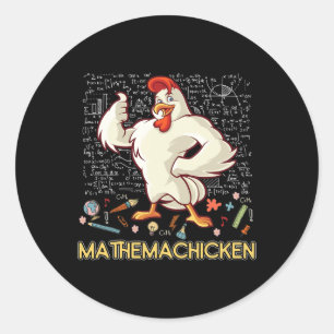 Sticker Rond Mathemachicken Math Lover Drôle poulet