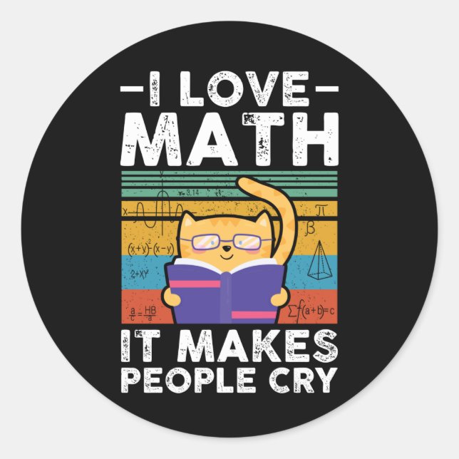 Sticker Rond Mathématique | J'aime les mathématiques | Cadeau m (Devant)