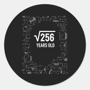 Sticker Rond Mathématiques 256 ans, drôle de maths anniversaire