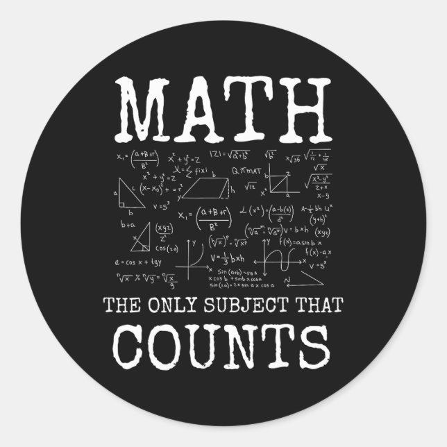 Sticker Rond Mathématiques La Seule Matière Qui Compte Professe (Devant)