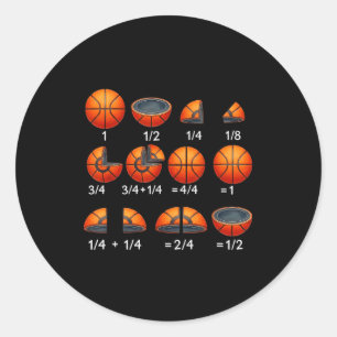 Sticker Rond Maths de basketball Fraction Retour à l'école Ense