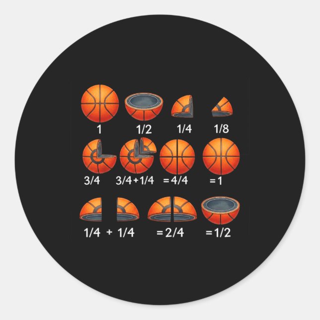 Sticker Rond Maths de basketball Fraction Retour à l'école Ense (Devant)
