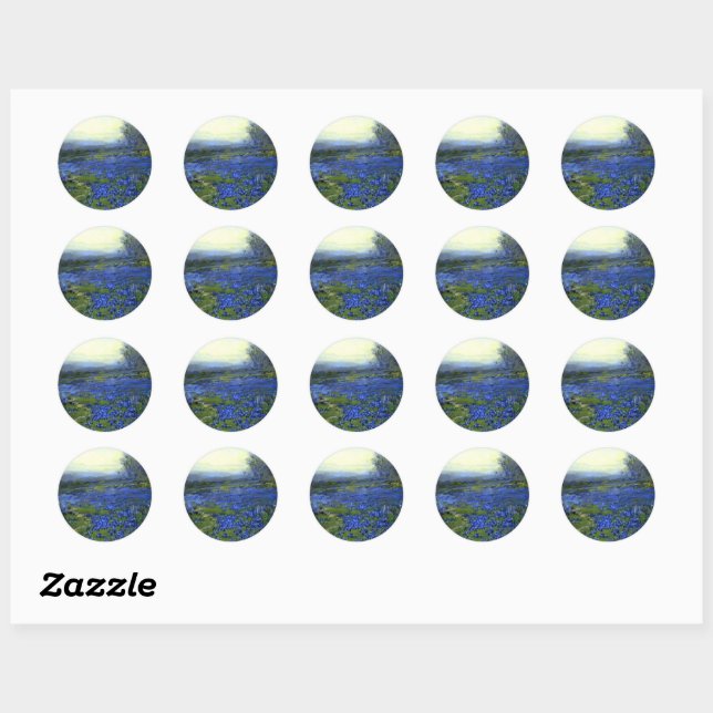 Sticker Rond Matin dans les Bluebonnets (Feuille)