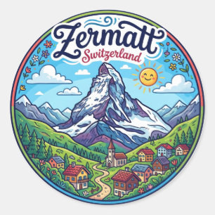Sticker Rond Matterhorn, Zermatt Suisse