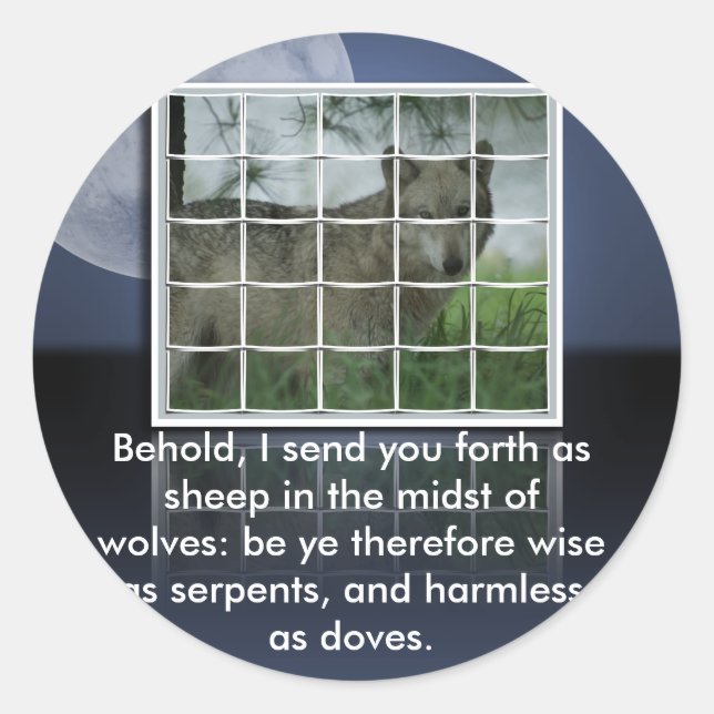 Sticker Rond Matthieu 10:16 BIBLE CITER SHEEP PARMI LES LOUPS (Devant)