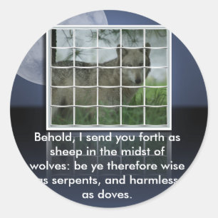 Sticker Rond Matthieu 10:16 BIBLE CITER SHEEP PARMI LES LOUPS