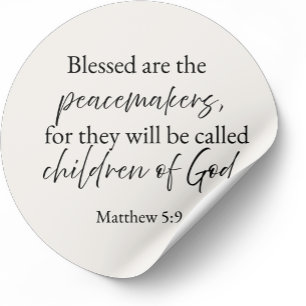 Sticker Rond Matthieu 5:9 Heureux les artisans de paix Autocoll
