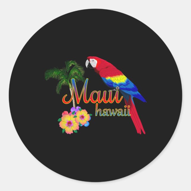Sticker Rond Maui Hawaii Beach Aloha (Devant)